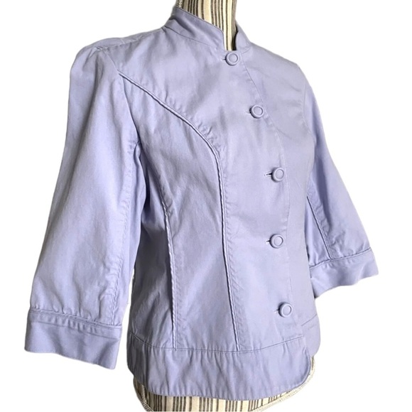 Coldwater Creek Button Down Lavender Jacket 100% Cotton Slip Pockets Size 14 - Picture 3 of 12